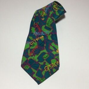 Vintage Absolut Vodka Necktie Neon Korean Silk